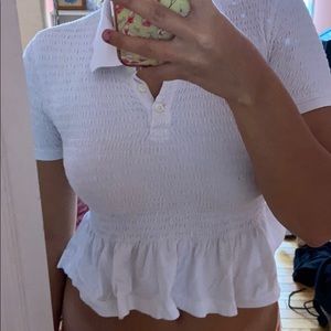 White cropped collar shirt